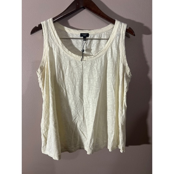 Talbots Cream Tank Top with Asymmetrical Hem nwot - Picture 1 of 3